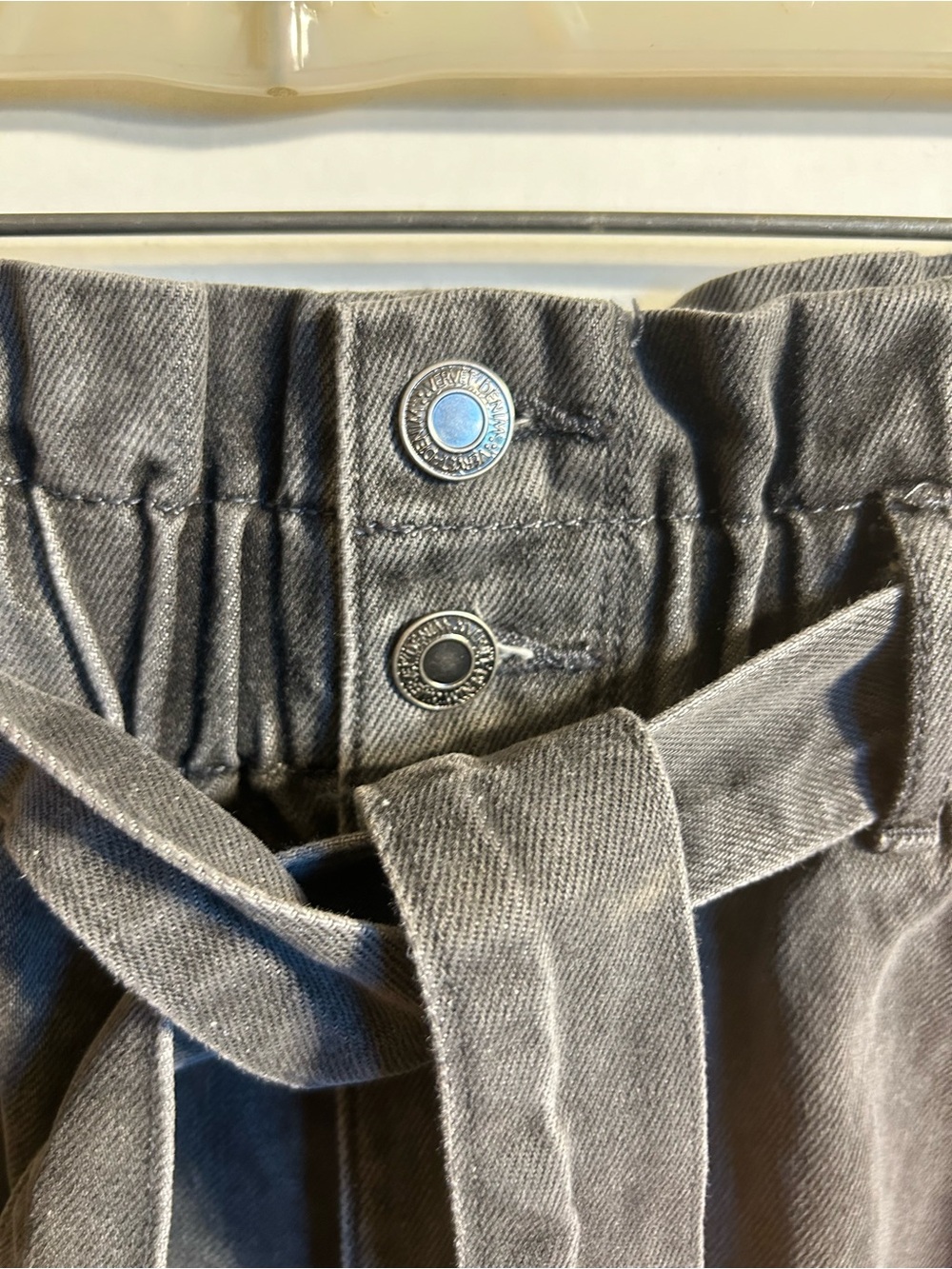 VERVET GRAY WASH HIGH-RISE PAPER BAG DENIM SHORTS MATCHING TIE BELT RETRO SIZE L - Picture 3 of 11